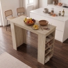 Tavolo Da Cucina Alto Con Ripiani Laterali 120x52x102H Clark Travertino