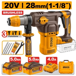Ingco Martello Demolitore SDS Plus 28mm Con 2 Batterie 5Ah
