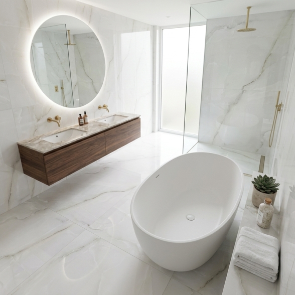 Piastrelle 60x120 Effetto Onice In Gres Porcellanato Gin White Lucide