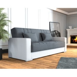 Divano prontoletto Padova 3 posti Bianco e grigio scuro | 225 x 85 x