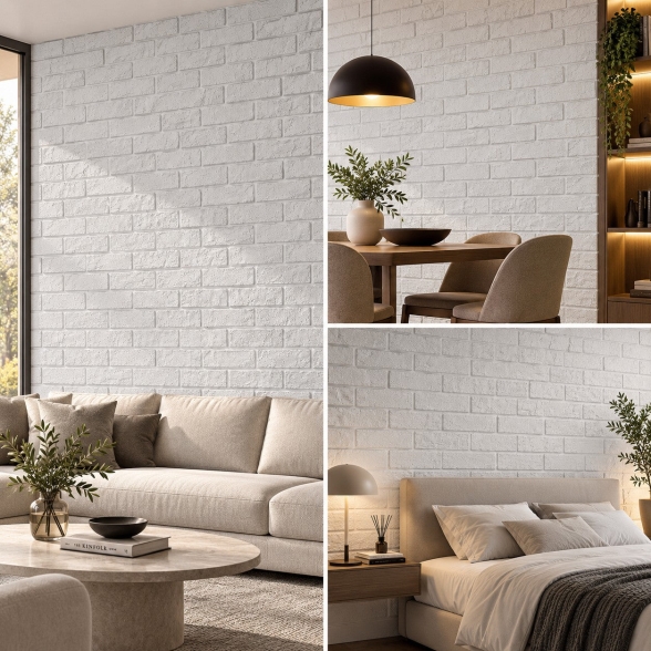 Pannelli 3D Effetto Mattoni Bianchi 12 pz 8,6 m² | Divina Home