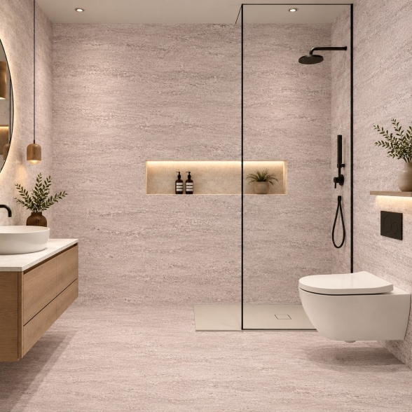 Pannelli PVC Effetto Travertino Beige 6 pz | Divina Home