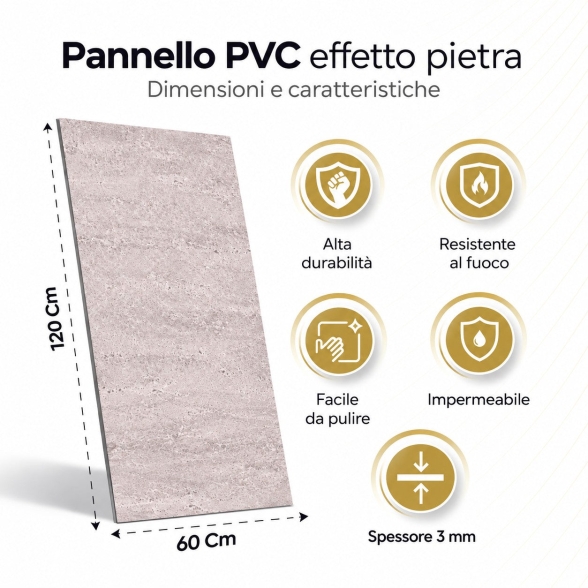 Pannelli PVC Effetto Travertino Beige 6 pz | Divina Home