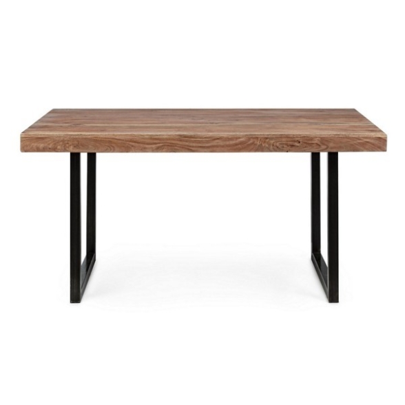 Tavolo In Legno Massello Rustico 100x200 Gambe In Acciaio Egon Bizzotto
