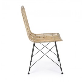 Sedia moderna in legno intrecciato con gambe in acciaio Bizzotto Lucila