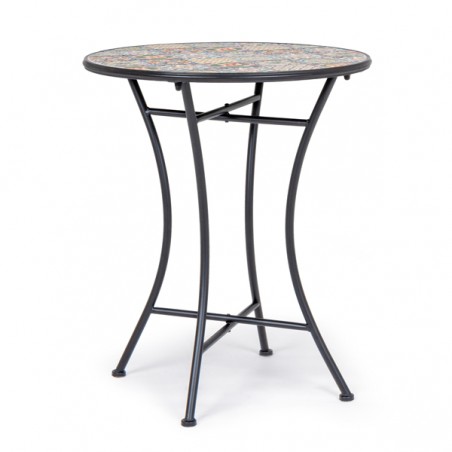Set bistrot da arredo esterno tavolino 60 cm e sedie pieghevoli effetto maiolica Naxos Bizzotto