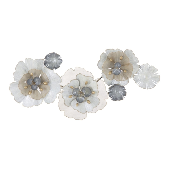Pannello Decorativo A Fiori Flowery 116,5x8x58 Cm In Ferro Multicolore