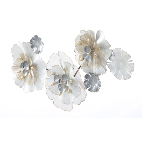 Pannello Decorativo A Fiori Flowery 116,5x8x58 Cm In Ferro Multicolore
