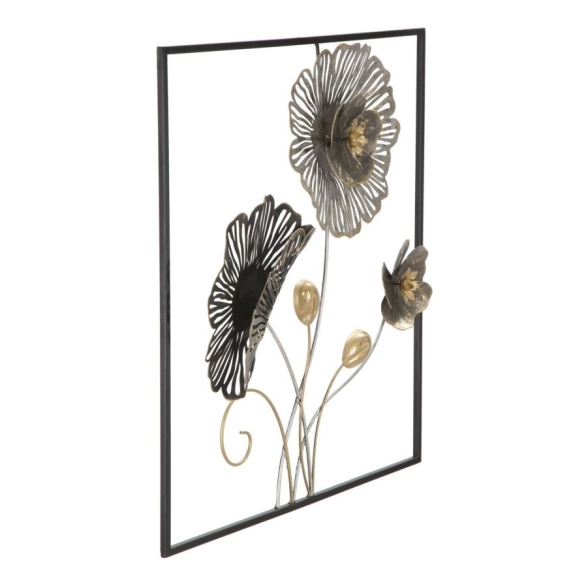Pannello Decorativo a Fiori Square 50x5,5x50 Cm In Ferro Multicolore