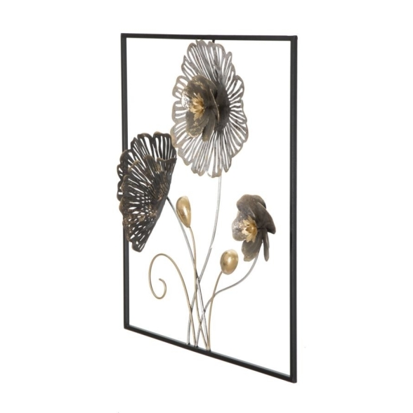 Pannello Decorativo a Fiori Square 50x5,5x50 Cm In Ferro Multicolore