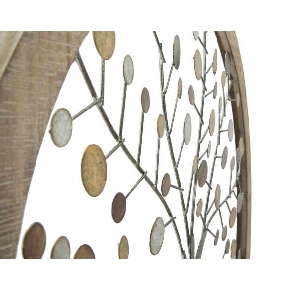 Pannello Decorativo Rotondo Albero Della Vita 61x1,8 Oro E Legno