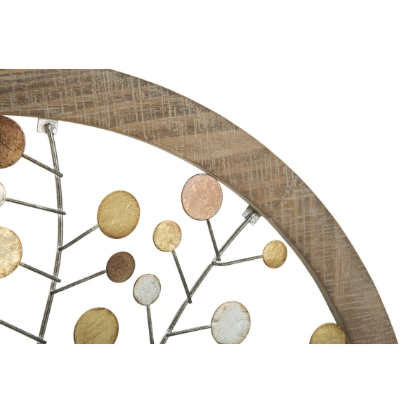 Pannello Decorativo Rotondo Albero Della Vita 61x1,8 Oro E Legno