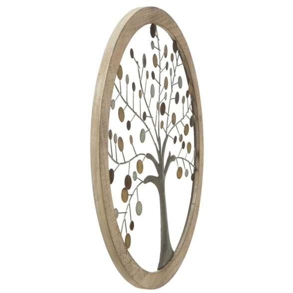 Pannello Decorativo Rotondo Albero Della Vita 61x1,8 Oro E Legno