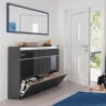 Scarpiera Da Ingresso 3 Ante 120 Cm Antracite Laccato 24 Paia Magic