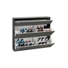 Scarpiera Da Ingresso 3 Ante 120 Cm Antracite Laccato 24 Paia Magic