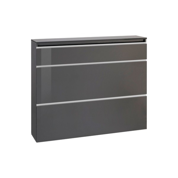 Scarpiera Da Ingresso 3 Ante 120 Cm Antracite Laccato 24 Paia Magic
