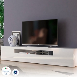 Mobile Porta TV Basso 200 Cm 3 Ante Bianco Laccato Lucido Daiquiri