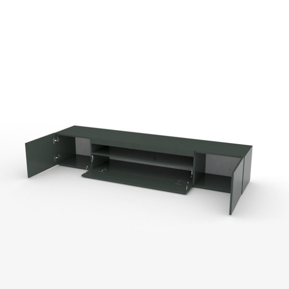 Mobile Porta TV Basso 200 Cm 3 Ante Antracite Laccato Lucido Daiquiri