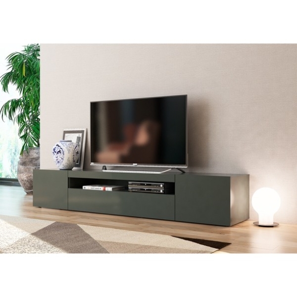 Mobile Porta TV Basso 200 Cm 3 Ante Antracite Laccato Lucido Daiquiri