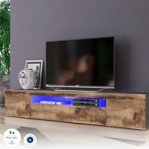 Mobile Porta TV Basso 200 Cm 3 Ante Ardesia/Legno Daiquiri