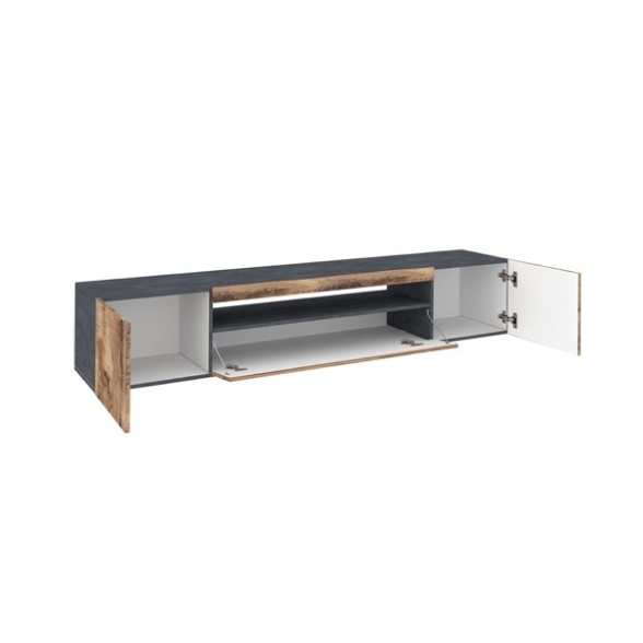 Mobile Porta TV Basso 200 Cm 3 Ante Ardesia/Legno Daiquiri