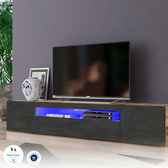 Mobile Porta TV Basso 200 Cm 3 Ante Ardesia/Pero Daiquiri