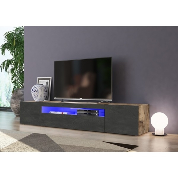 Mobile Porta TV Basso 200 Cm 3 Ante Ardesia/Pero Daiquiri