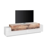 Mobile Porta TV 200 Cm Con 3 Ante Bianco Lucido E Legno Pero Corona