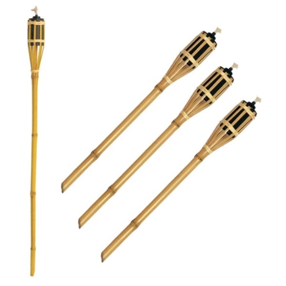Fiaccole da esterno ad olio in bamboo da 100 cm da giardino
