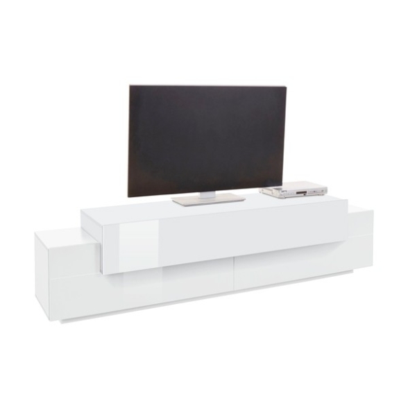 Mobile Porta TV 200 Cm Con 3 Ante Bianco Lucido Laccato Corona