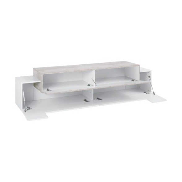 Mobile Porta TV 200 Cm Con 3 Ante Bianco Lucido E Cemento Corona