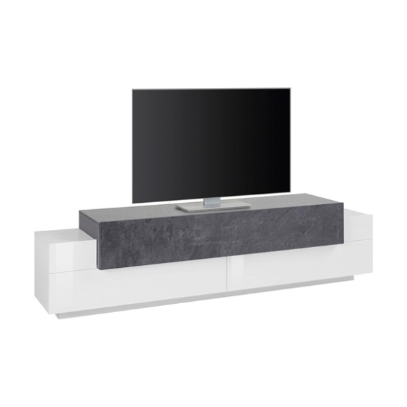 Mobile Porta TV 200 Cm Con 3 Ante Bianco Lucido E Report Corona