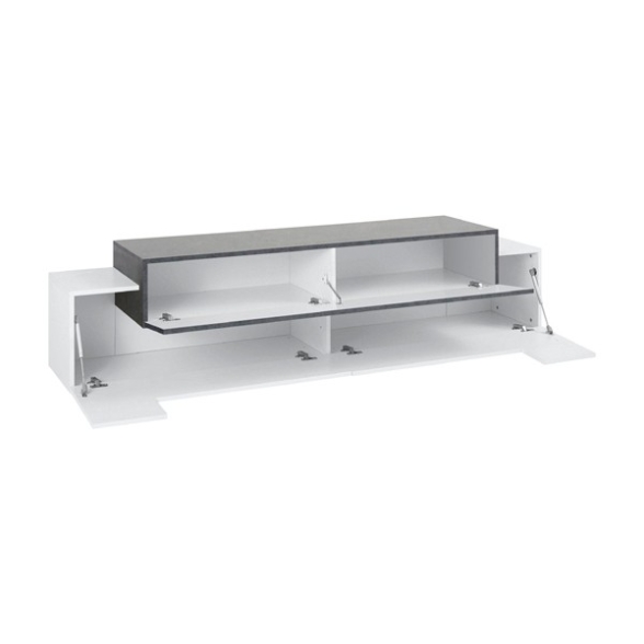 Mobile Porta TV 200 Cm Con 3 Ante Bianco Lucido E Report Corona