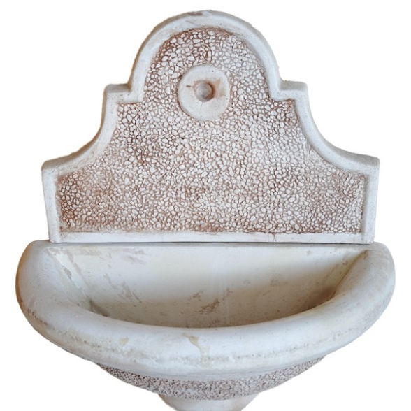 Fontana A Parete Da Giardino In Cemento Decorato mod. Bucciardata Rosa