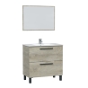 Mobile Bagno Completo Di Lavabo E Specchio Athena 80 Cm Rovere Alaska