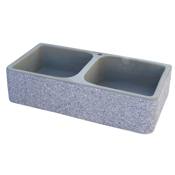 Acquaio Da Esterno 2 Vasche In Pietra Grigio 93x47xH23 Cm