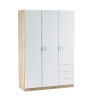 Armadio Guardaroba 3 Ante 3 Cassetti Barra Appendiabiti Bianco Rovere