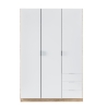 Armadio Guardaroba 3 Ante 3 Cassetti Barra Appendiabiti Bianco Rovere