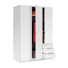 Armadio Guardaroba 3 Ante 3 Cassetti Barra Appendiabiti Bianco