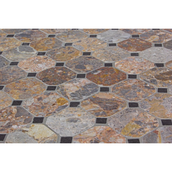 Set Da Pranzo Tavolo Mosaico 160x90 Cm E 6 Sedie Con Cuscini Berkley Bizzotto