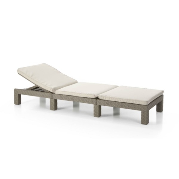 Lettino Con Cuscini Reclinabile In Rattan Cappuccino Daytona Keter