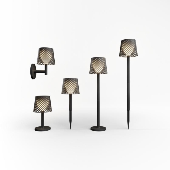 Lampada LED Solare Per Esterni Design 5 Configurazioni Luce Calda Nera