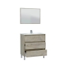Mobile Bagno 3 Cassetti 80 Cm Con Lavabo E Specchio E Colonna Dakota Rovere Alaska