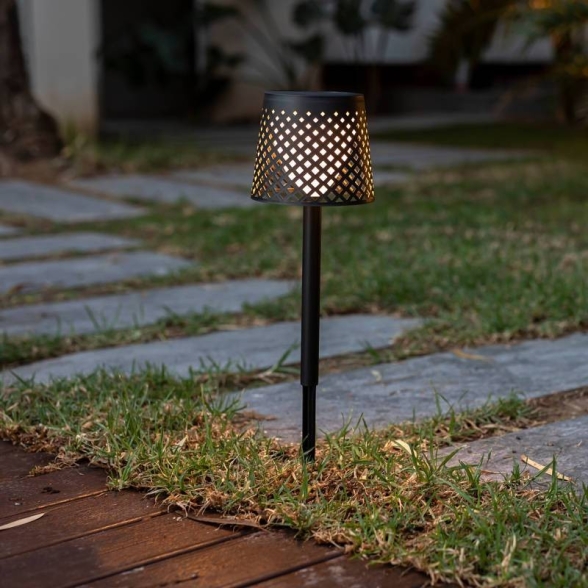 Lampada LED Solare Per Esterni Design 5 Configurazioni Luce Calda Nera