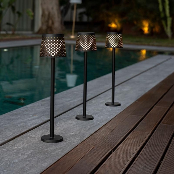 Lampada LED Solare Per Esterni Design 5 Configurazioni Luce Calda Nera