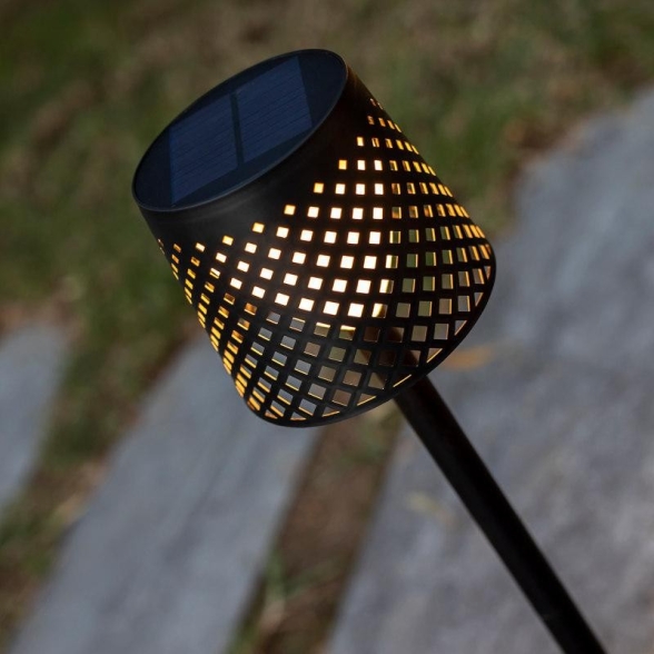 Lampada LED Solare Per Esterni Design 5 Configurazioni Luce Calda Nera