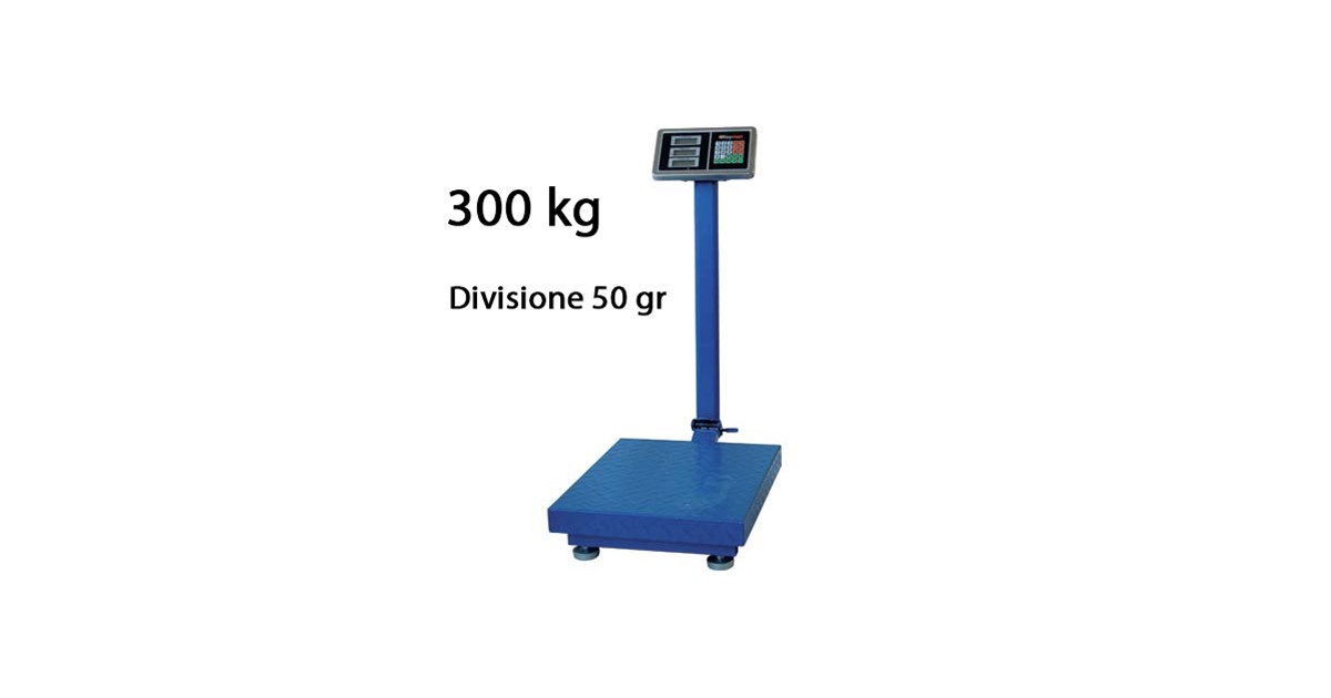 Bilancia Bilico 300 kg Digitale A Piattaforma In Acciaio 50x40 Cm Con Display LCD Bascula