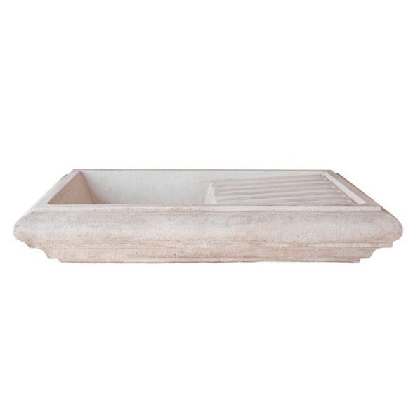 Lavabo Da appoggio Per Giardino In Cemento 100x50xh20 cm Brecciato Rosa