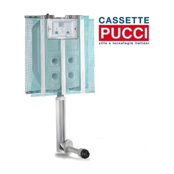 Cassetta incasso pulsante alto (2 pulsanti 9 lt - 4 lt) Pucci ECO  1315490001 + placca