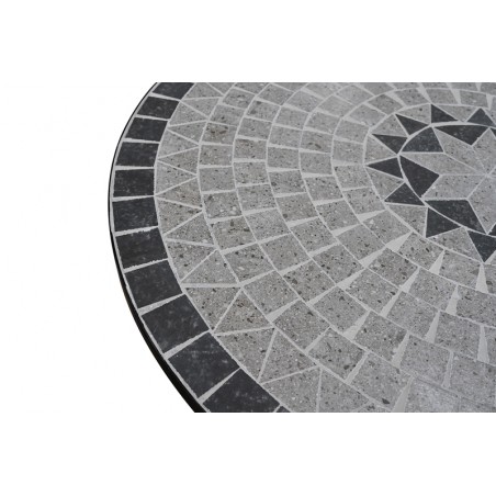 Set Tavolo Mosaico 80 Cm Completo Di 2 Sedie Pieghevoli In Acciaio E Ceramica